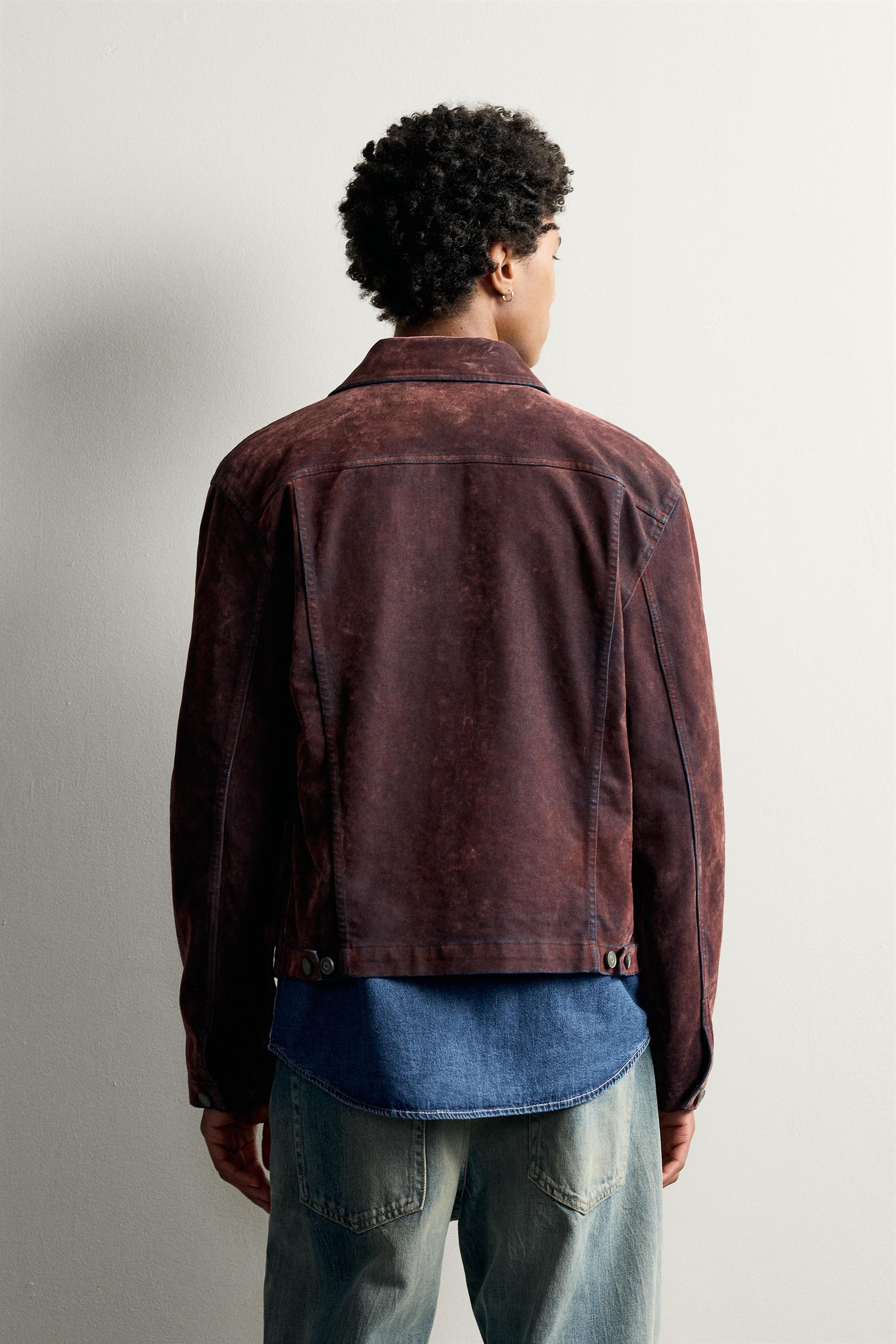 FLOCKED DENIM CROPPED JACKET